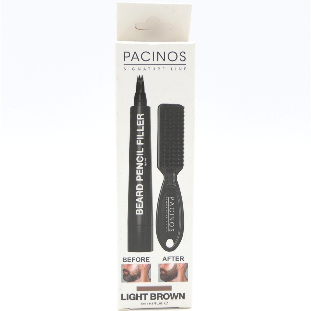 Pacinos Signature Line Beard Pencil Filler w/ Brush Light Brown Water Resistant